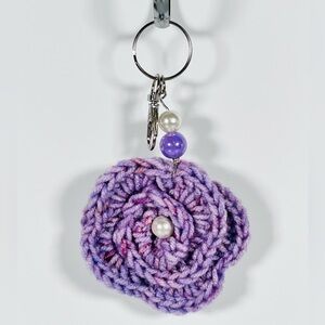 Purple Crochet Flower Bag Charm